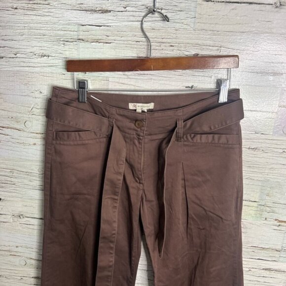 BCBGeneration flare-leg pants brown front pant cotton tie belt NWT size 6 - Picture 3 of 8